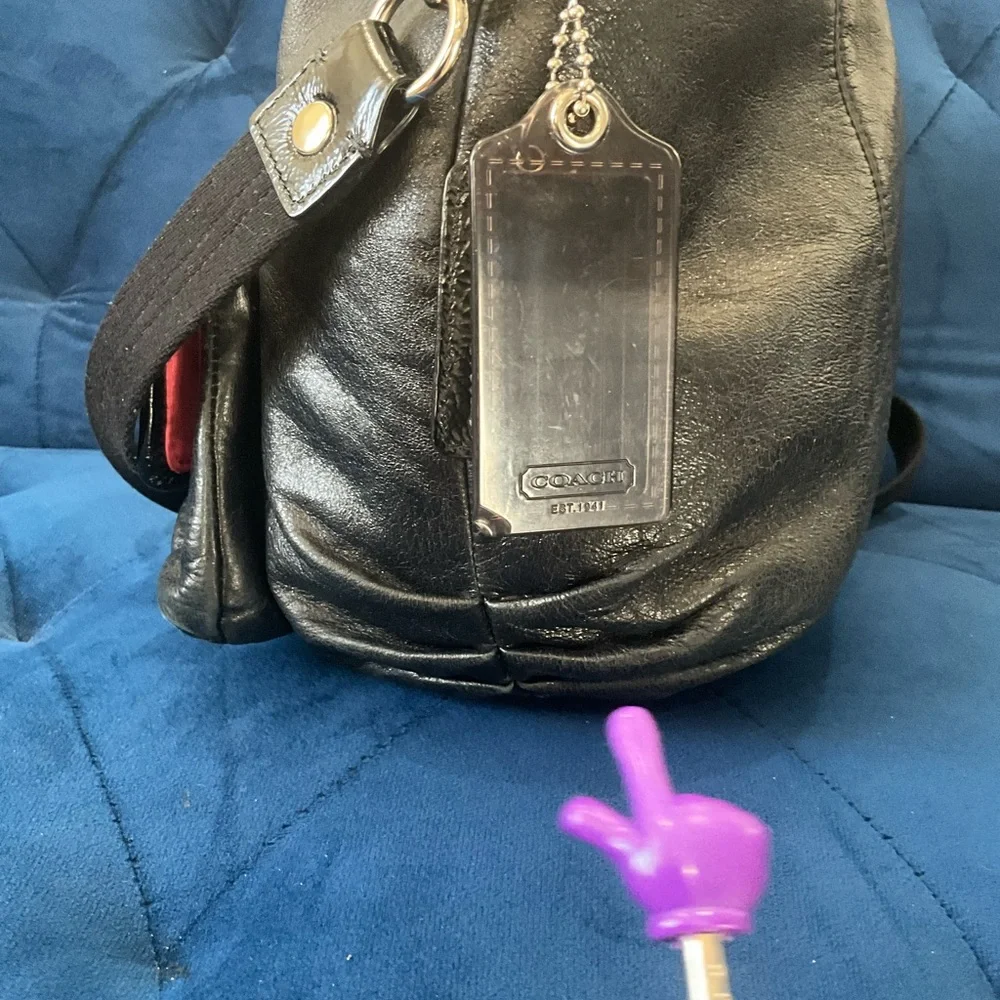 COACH 14561 POPPY BLACK LEATHER & PATENT LEATHER CROSSBODY HANDBAG